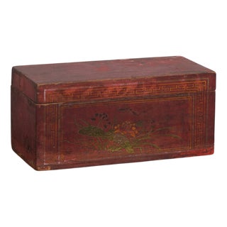 Antique Red Wooden Box For Sale