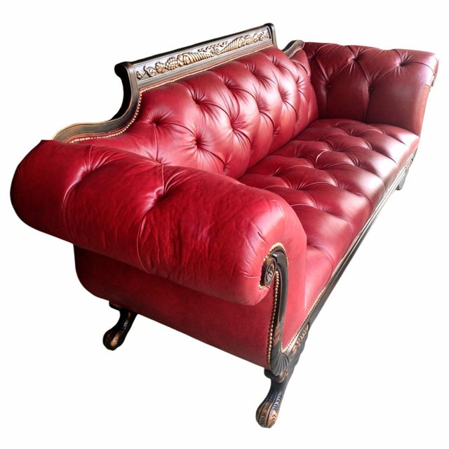 Red 1960s Old Hickory Tannery Red Tufted-Leather Loveseat For Sale - Image 8 of 11