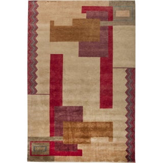 "Plateau" Contemporary Art Deco Inspired By Ivan Da Silva Bruhns Tan Carpet For Sale