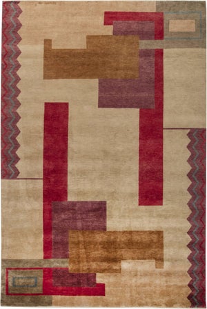 "Plateau" Contemporary Art Deco Inspired By Ivan Da Silva Bruhns Tan Carpet