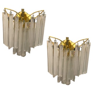 Murano Glass Prism Sconces by Paolo Venini for Novaresi, 1980s, Set of 2 For Sale