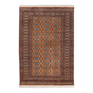 Rustic Bokhara Brown/Beige Hand Knotted Wool Rug For Sale