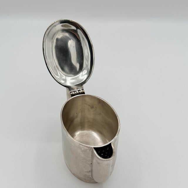 Vintage Art Deco Teapot in the Gio Ponti for Berndorf Design, Silver-Tone Metal For Sale - Image 4 of 8