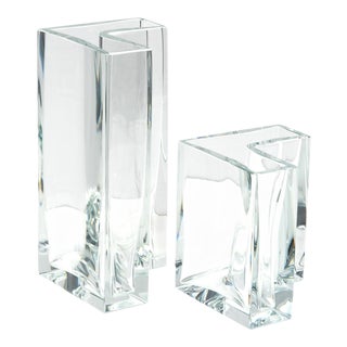 Set of Two Large "Angolari" Vases by Roberto Sambonet for Baccarat, 1978 For Sale