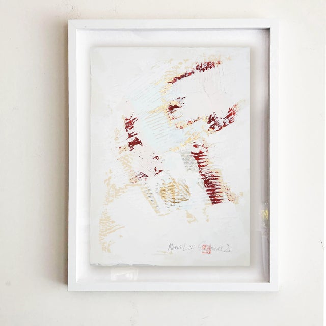 2020s "Marvel.V" Contemporary Minimalist Abstract Gold Leaf Painting, Framed For Sale - Image 5 of 5