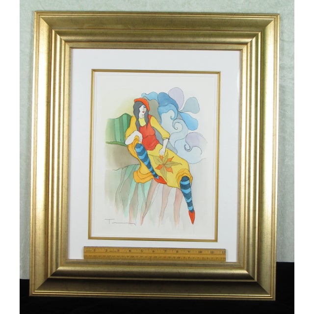 Contemporary Itzchak Tarkay Watercolor Painting "Vintage Fashion" Signed Framed For Sale - Image 3 of 9