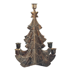 1980s Christmas Tree Silverplate Five Candle Holder