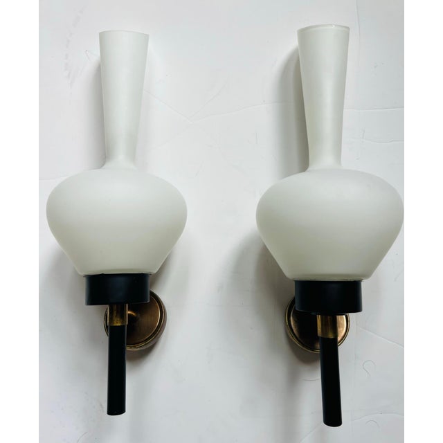 1950s Large Grand Pair of French 1950s Mid Century Wall Lamps For Sale - Image 5 of 12