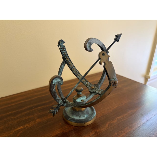 Vintage English Country Brass & Verdigris Armillary Sundial For Sale - Image 4 of 11