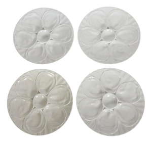 Set of 4 Majolica Plates in White Ceramic, France, 1980s, Set of 4