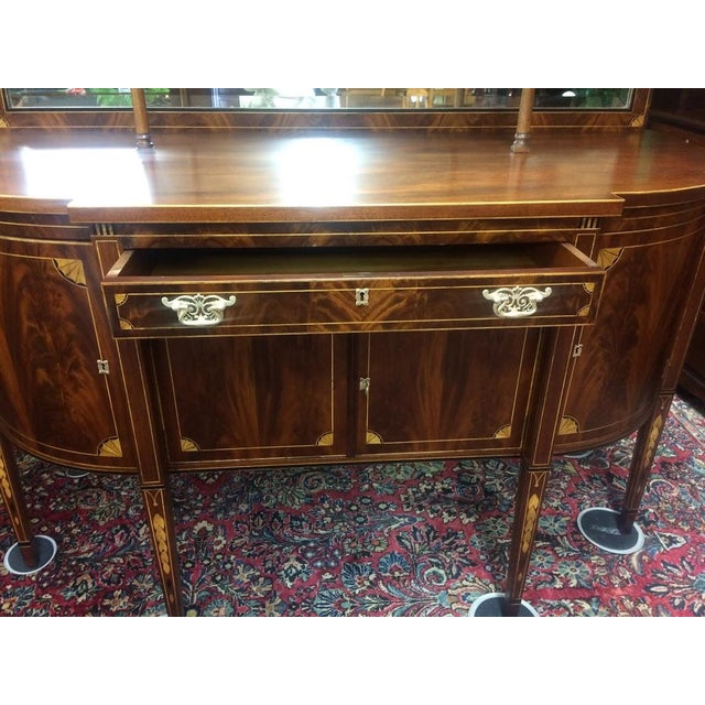1930s Antique Federal Sideboard, Antique Inlaid Buffet With Mirror For Sale - Image 5 of 12