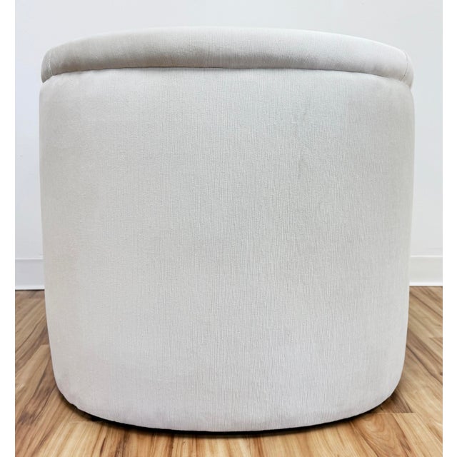Ivory Newly Upholstered Ivory Channeled Velvet Rounded Back Parsons Chair For Sale - Image 8 of 11
