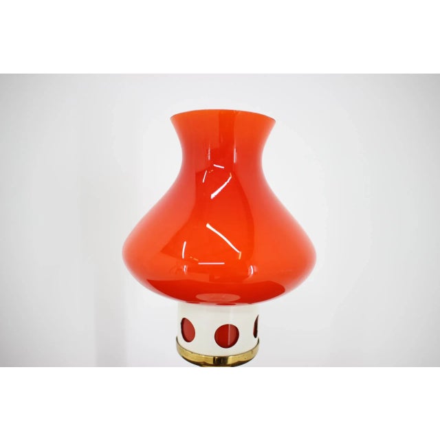 Red Mid-Century Table Lamp from Drukov, 1970s For Sale - Image 8 of 9