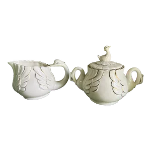 Vintage Swan Creamer and Lidded Sugar Set