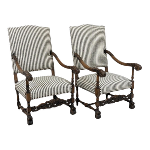 Pair 19th Century Louis XIII Armchairs