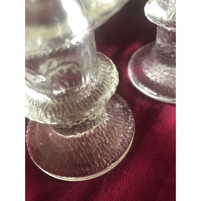 Vintage Modern Textured Glass Candle Holder Trio For Sale - Image 6 of 9