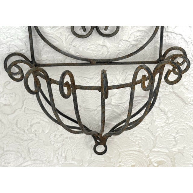 Mid Century Wrought Iron Wall Planter With Scrolls For Sale - Image 6 of 9