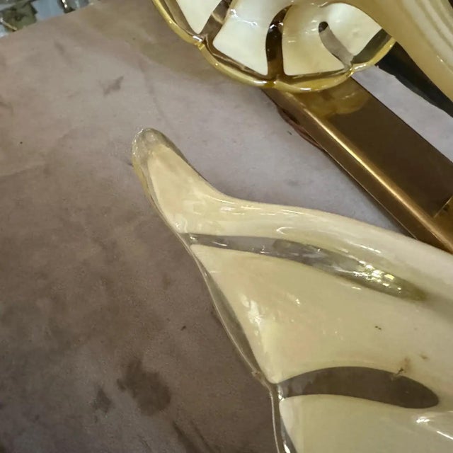 Two 1970s Mid-Century Modern Yellow Murano Glass Leaf Wall Sconce by Franco Luce For Sale - Image 6 of 12