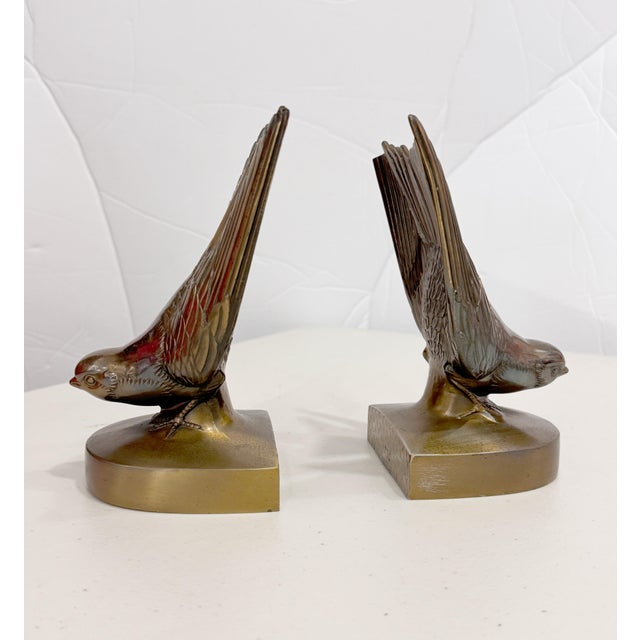 Mid 20th Century Sculptural Brass Bird Bookends- American Craftmanship, by PMC For Sale - Image 4 of 7