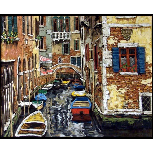 "Boats of Venice" 1999 from Venice Suite by Viktor Shvaiko Original limited edition serigraph on canvas, hand embellished...