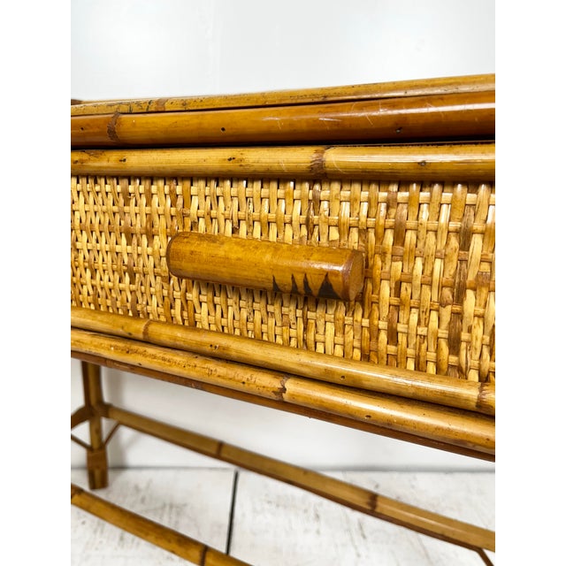 Vintage Rattan Cane Desk For Sale In Tampa - Image 6 of 12