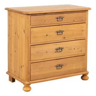 Early 20th Century Danish Waxed Pine Chest of Four Drawers For Sale