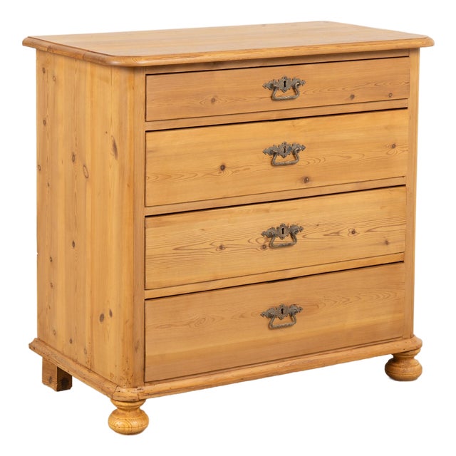 Early 20th Century Danish Waxed Pine Chest of Four Drawers For Sale