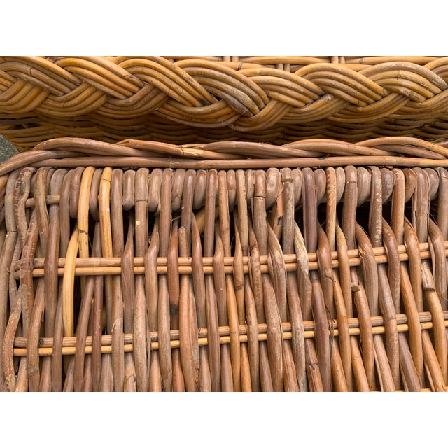20th Century Kreiss Pair of Wicker Chairs and Ottomans For Sale - Image 9 of 11