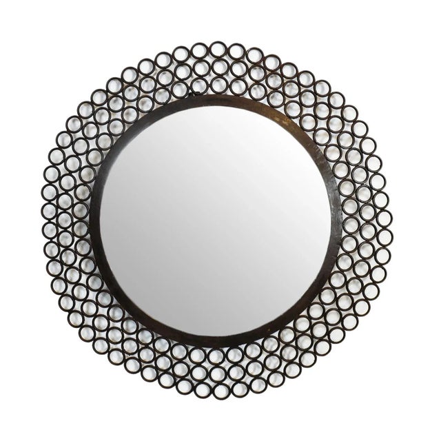 Vintage Iron Round Ring Modern Industrial Wall Mirror For Sale - Image 4 of 4