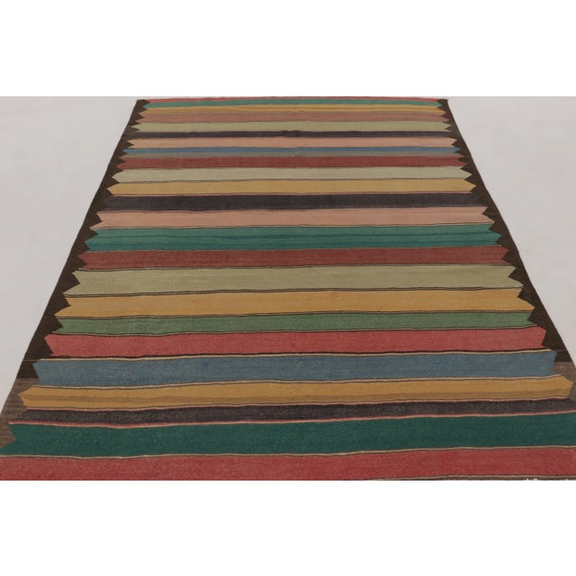 Rug & Kilim Rug & Kilim's Contemporary Rez Kilim With Multicolor Striped Design For Sale - Image 4 of 9