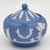 Mid 20th Century Vintage Wedgwood Blue Jasperware Covered Sugar Bowl or Lidded Trinket Dish For Sale - Image 5 of 11