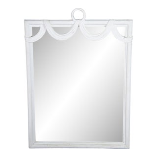 Neoclassical Hollywood Regency White Boho Chic Ring Swag Vanity Mirror 46" For Sale