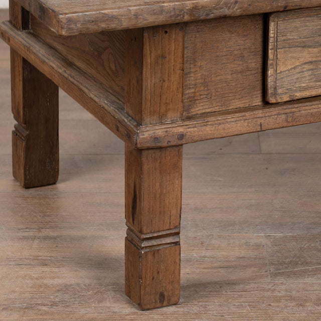 Late 19th Century Rustic French Oak Coffee Table With Two Drawers For Sale - Image 10 of 12