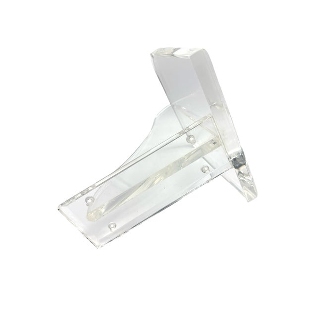 1970s Vintage Thick Beveled Lucite Sculptural Wall Shelf For Sale In West Palm - Image 6 of 10
