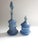 Pair of Victorian Hand-Painted Blue Glass Perfume Bottles With Provenance Note Late 19th Century For Sale - Image 9 of 12