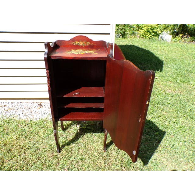 Vintage French Vernis Martin Style Hand Painted Music Cabinet Record Stand For Sale In Boston - Image 6 of 16