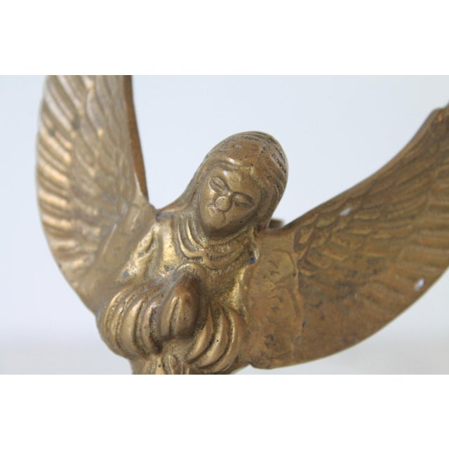 Metal Vintage Brass Angel Taper Candle Holder For Sale - Image 7 of 7