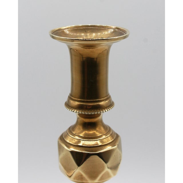 English 1893 Design Registry Mark Pair of English Brass Candlesticks For Sale - Image 3 of 8