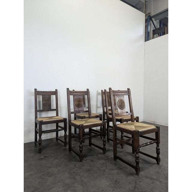 Oak Chairs in the style of Dudouyt, Set of 6, in Very Good conditions.