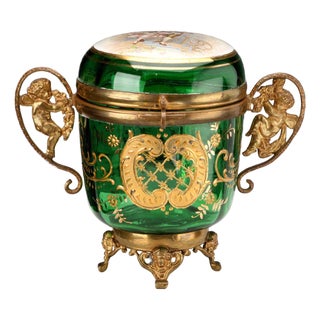 Glass and Gilt Metal Jewelry Box For Sale