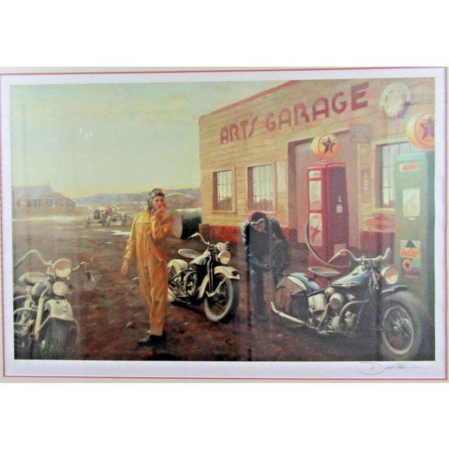 Realism David Uhl Harley-Davidson "Change in the Weather" Large Framed Art Print For Sale - Image 3 of 16