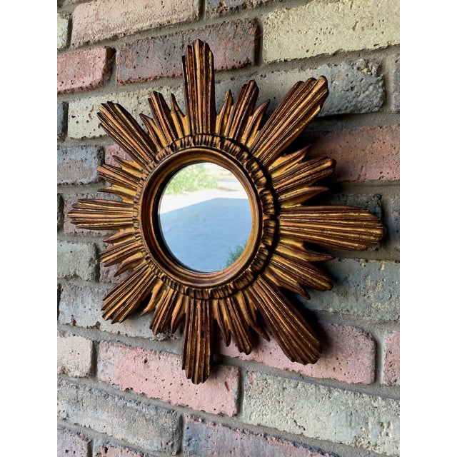 Mid 20th Century French Giltwood Coppery Sunburst Wall Mirror For Sale - Image 13 of 17