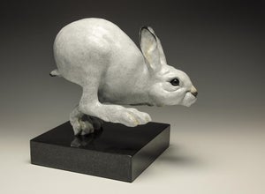 Splittin' Hare by Jeremy Bradshaw | Bronze sculpture of a leaping hare