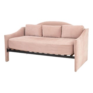 Blush Pink Ribbed Velvet Upholstered Daybed For Sale