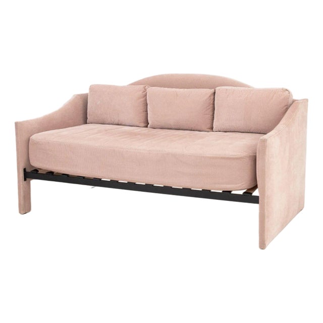 Blush Pink Ribbed Velvet Upholstered Daybed For Sale