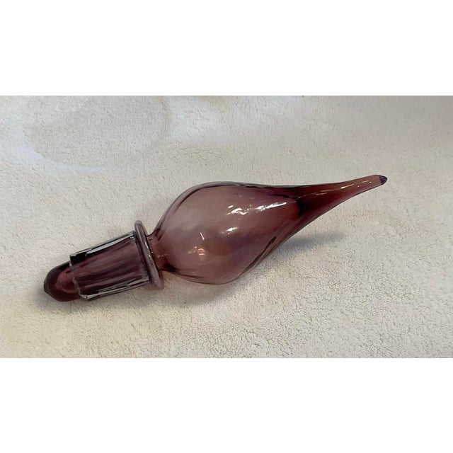 Purple 1960’s Empoli Amethyst-Purple Italian Glass Decanter Triple Gourd With Stopper For Sale - Image 8 of 12