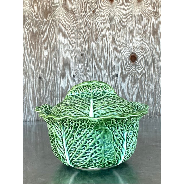 Vintage Boho Glazed Ceramic Large Lidded Bowl For Sale - Image 11 of 11