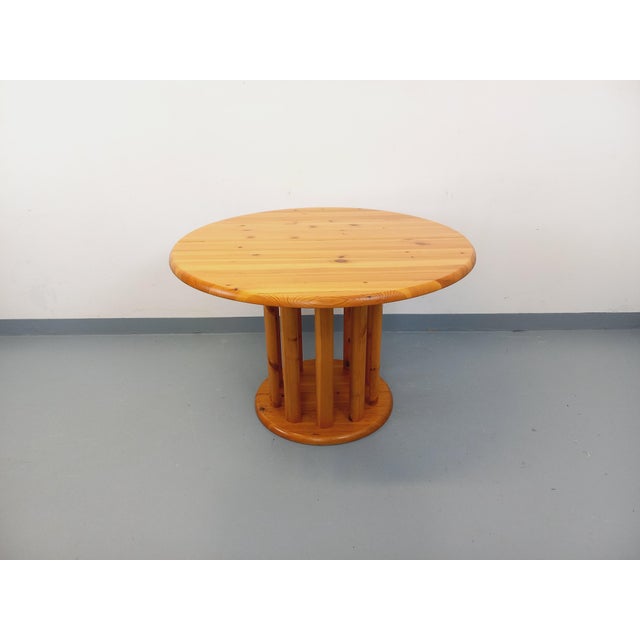 Vintage Scandinavian Pine Round Dining Table with Extensions in the style of Rainer Daumiller, 1970s For Sale - Image 3 of 18