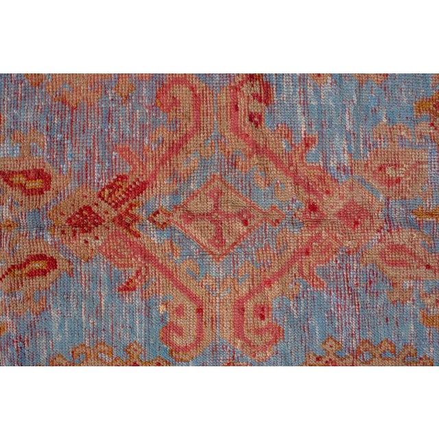 Early 20th Century Sky Blue Oushak rug no.10670 For Sale - Image 5 of 6