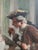 Wood Prudent-Louis Leray Antique 19th Century French Oil Painting Interior Courting Scene For Sale - Image 7 of 17